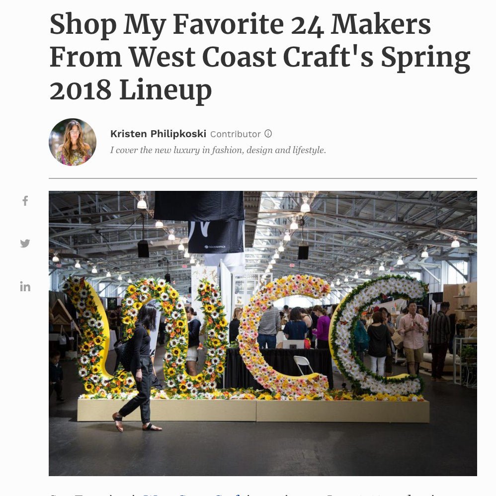 Forbes: Shop My Favorite 24 Makers From West Coast Craft - Debbie Bean