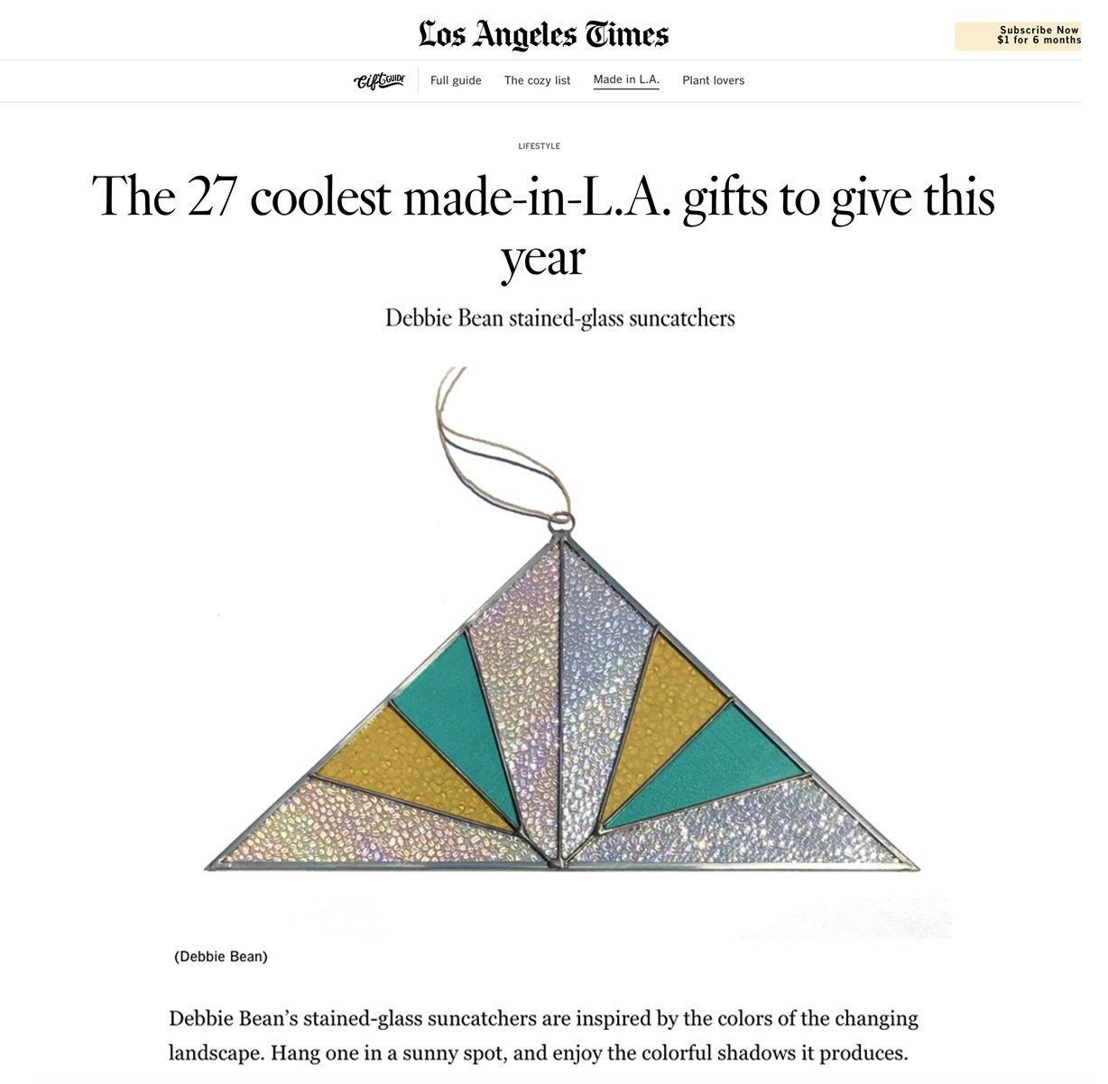 LA TIMES HOLIDAY GIFT GUIDE - Debbie Bean
